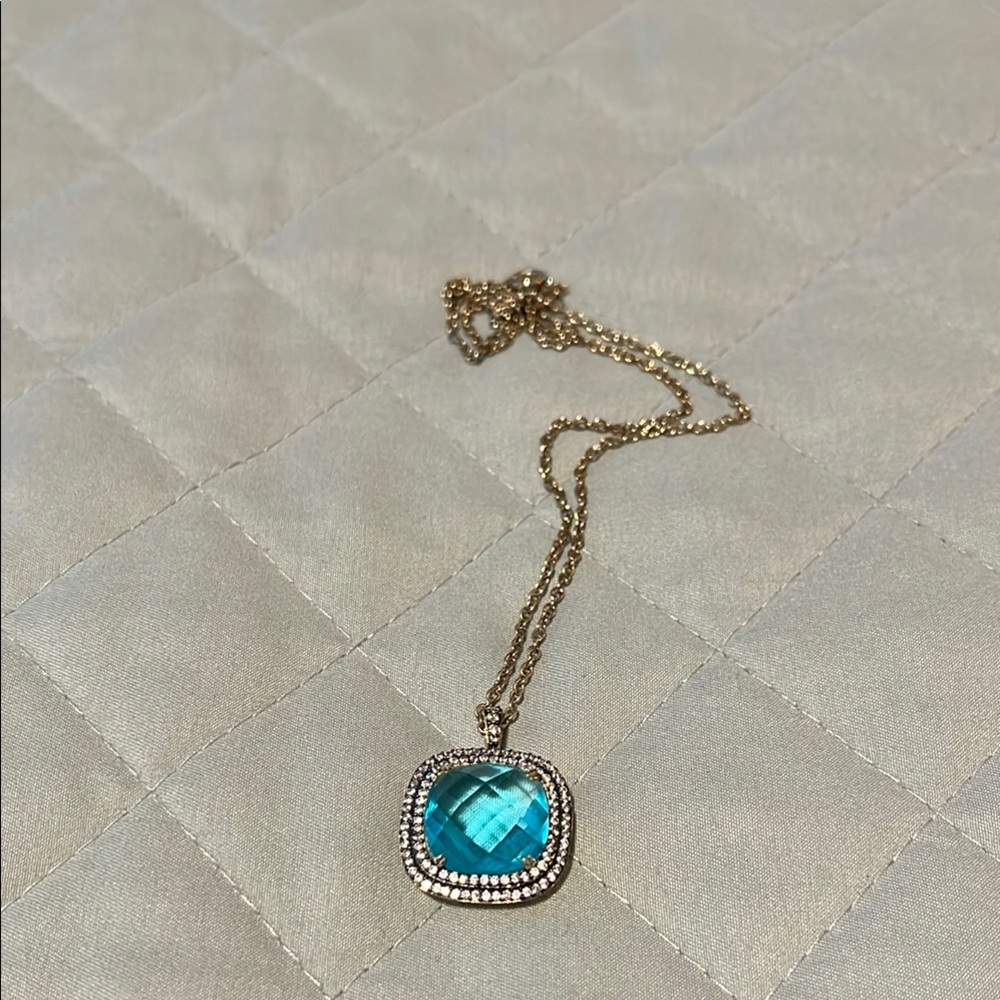 Square blue pendant on 18” chain